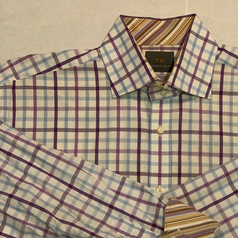 Thomas Dean spread collar shirt